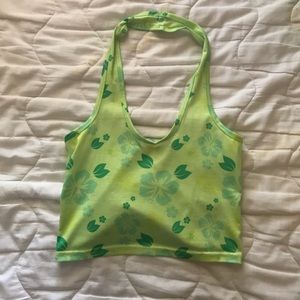 Green halter crop top